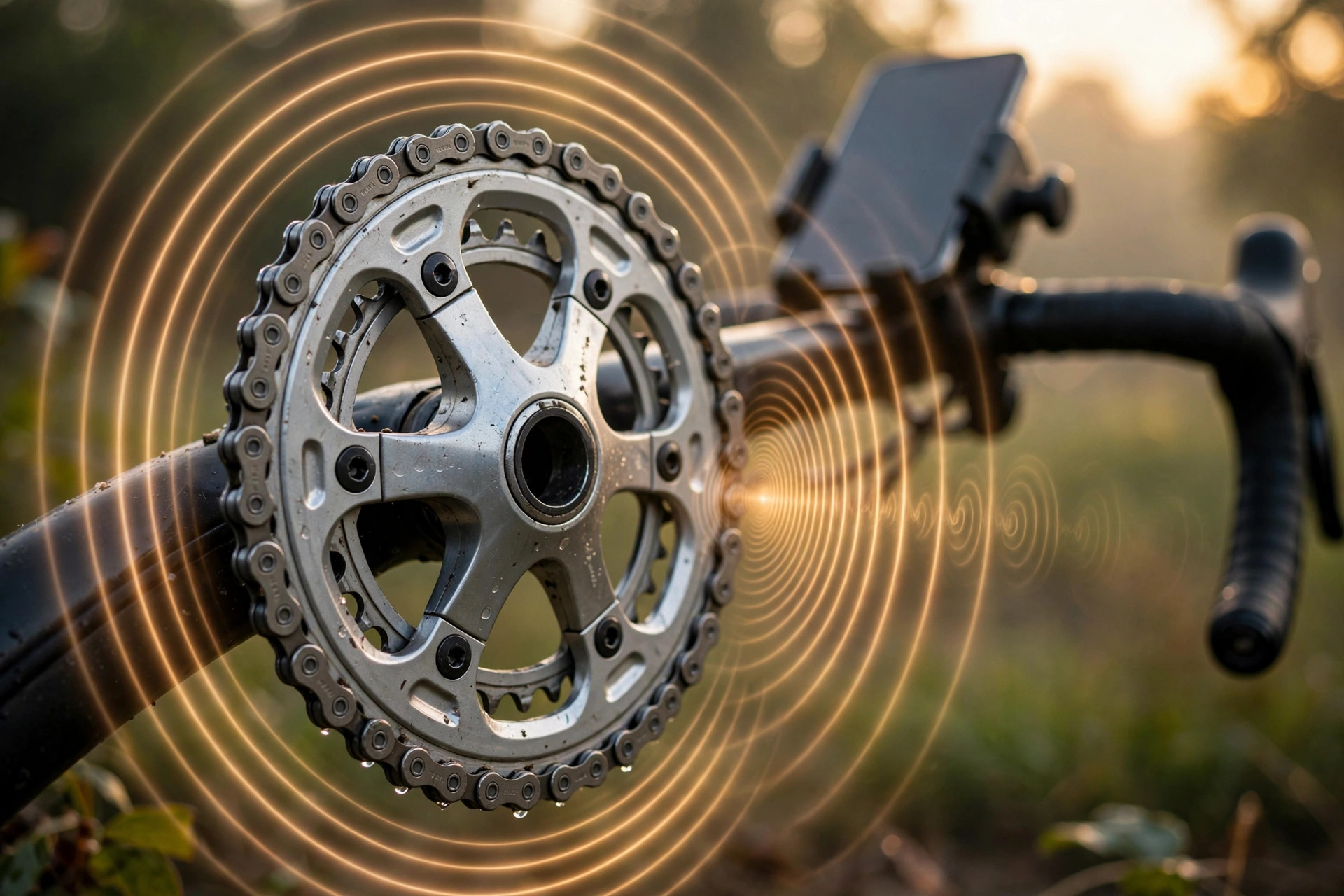 Bicycle chain and chainring with acoustic ripple rings and a phone on the handlebar: passive drivetrain wear sensing