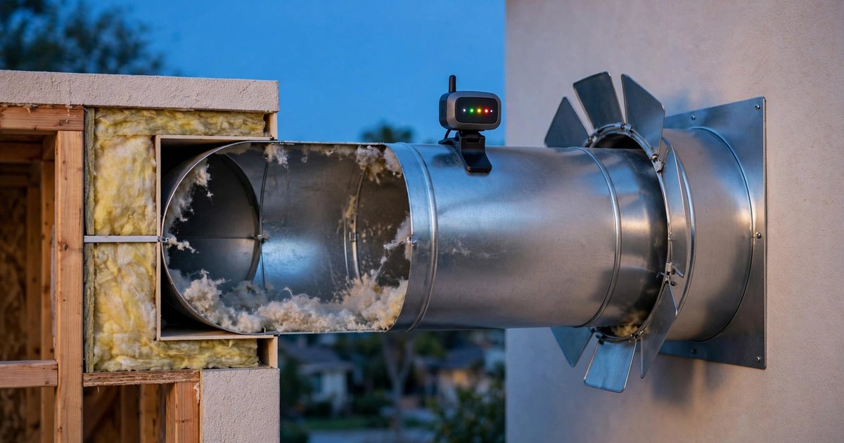 Residential dryer exhaust vent with sensor module attached