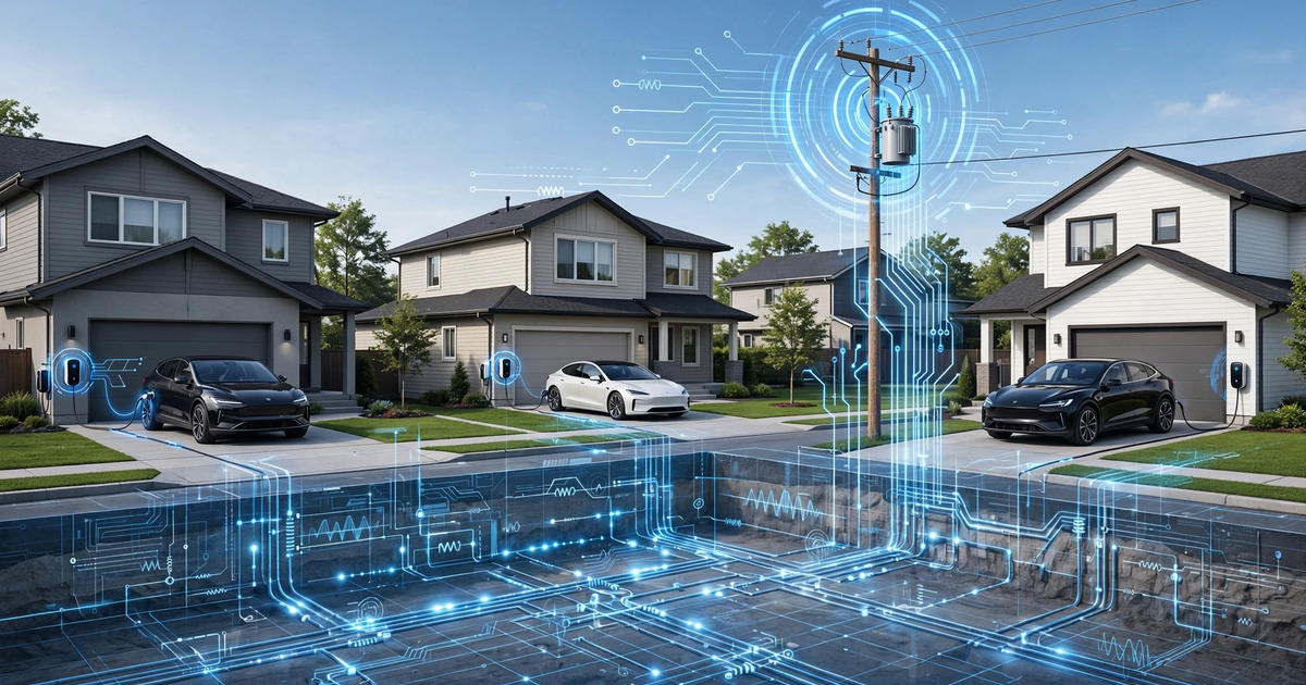 EV chargers coordinating load perturbations to map distribution grid impedance across residential neighborhood