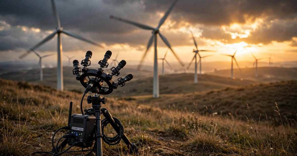 Ground-level microphone array at wind turbine base monitoring blade health via Doppler-resolved acoustic analysis