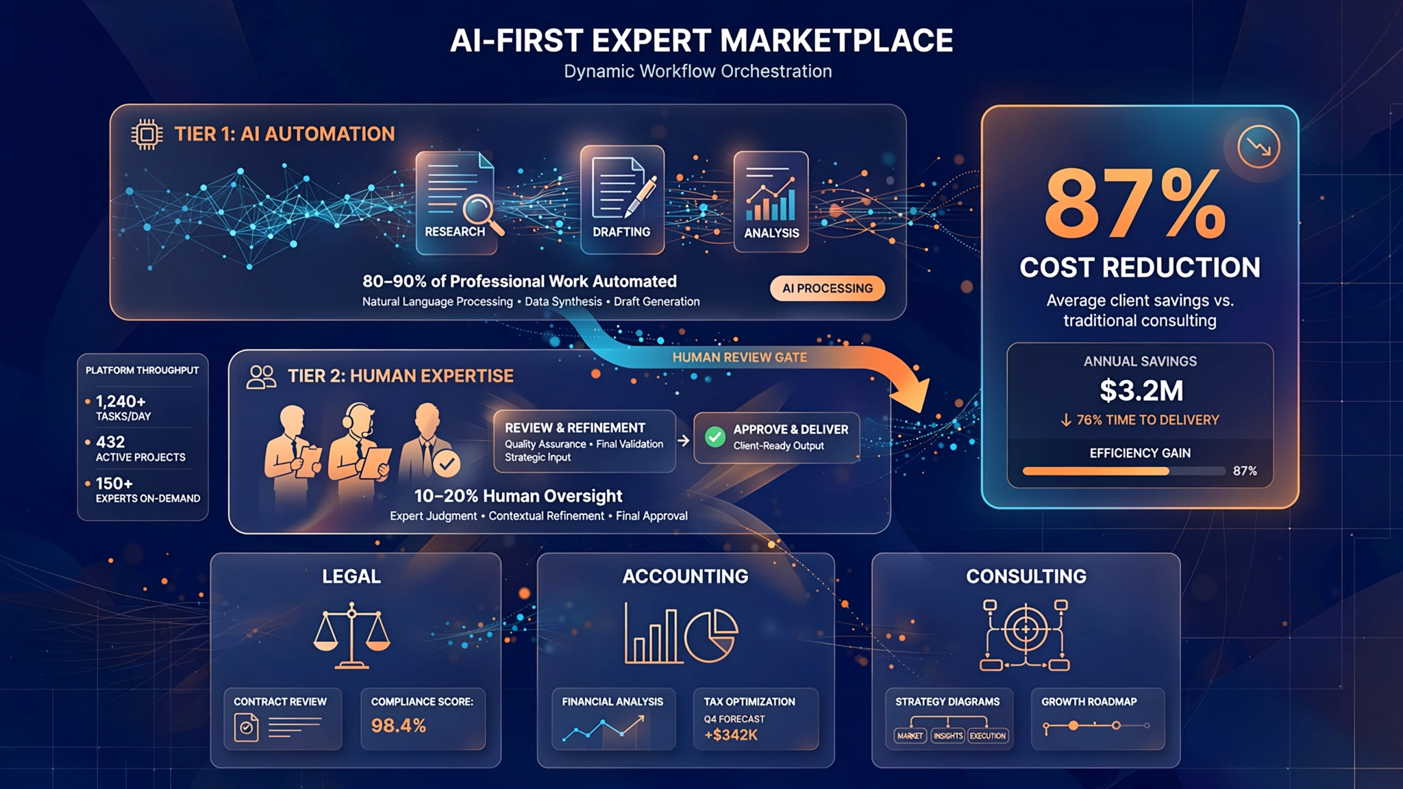AI-Augmented Expert Marketplace Where AI Handles 80% of Ever
